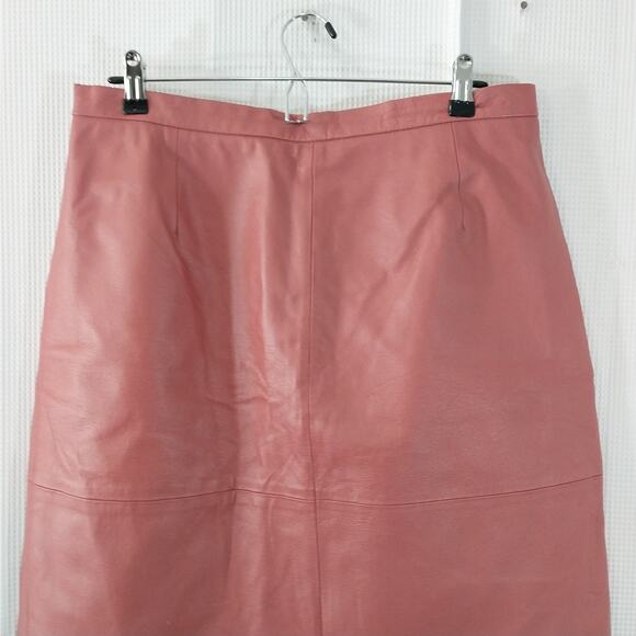 TERRY LEWIS! FINE QUALITY GENUINE LEATHER PENCIL STYLE SKIRT CORAL/MELON! SZ 18P - Picture 3 of 8
